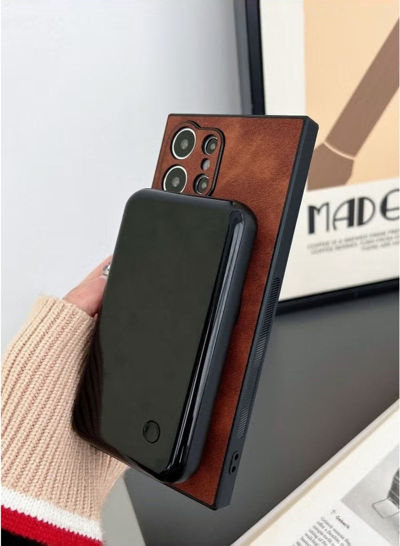 مستقبل نوفا حقيبة نمط جلد الضأن الأيائل لسامسونج S25 الترا صدمات مغناطيسية لغطاء شحن لاسلكي Magsafe حقيبة هاتف من الجلد الصناعي الناعم ، [متوافق مع Mag-Safe] غطاء واقي ممتاز (بني) - Image 4